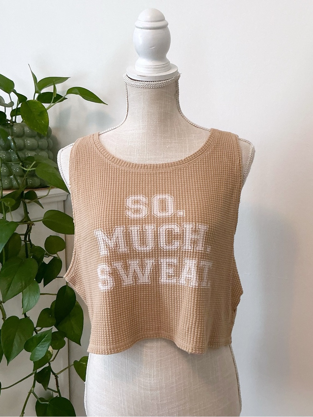 Aerie Offline | So Much Sweat Waffle Crop Tank size M